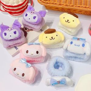 Two Pieces/Set Sanrio Kuromi Melody Wristband Hello Kitty Cinnamoroll Wrist Guard Makeup Hairband Bracelet Arm Cuff Sports Sweat Absorbent Sleeve Cover