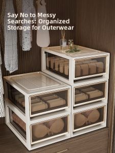 TIJU | Underwear Organizer Drawer Three-in-One Compartment Box Plastic