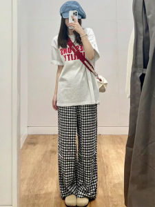 YIFANSHI | Retro Black and White Checkered High Waist Tapered Comfortable Leisure Pants