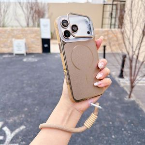 Luxury Lanyard Flip Full Lens Protection Stand Phone Case For iPhone 17 16 15 14 13 12 Pro Max For Magsafe Wireless Charge Cover