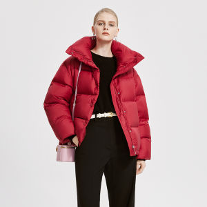 LANCY FROM 25 | White Goose Down Stand Collar Short Coat