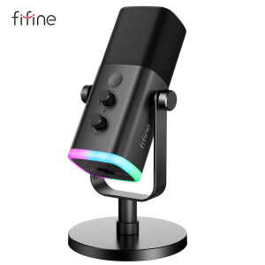 FIFINE AM8 Dynamic Microphone with Touch Mute ButtonHeadphone jackI/O Controlsfor PC PS5/4 mixerGaming MIC Ampligame USB/XLR
