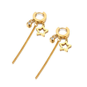 Lokaer Vintage Pearl Star Eyes Charm Earrings For Women Waterproof Stainless Steel CZ Crystal Hoop Earring Jewelry серьги E23226