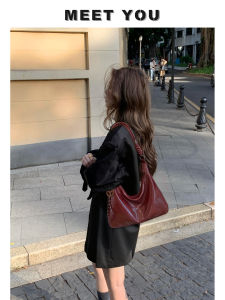 Red Wedding Bag Womens Tote Crossbody Bag Luxury Sensation Underarm Bag Casual Simple Style Double Shoulder Strap PU Leather