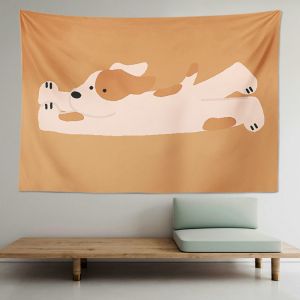 VIKAMA Cat And Dog Minimalist Wall Tapestry Cute Pet Kawaii Home Decor Cozy Soft Durable Aesthetic Gift Washable Indoor Vibrant