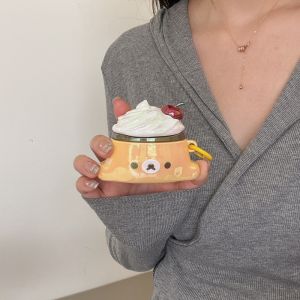 Vỏ Bảo Vệ Silicon Laser Pudding Bear Cho iPhone Thế Hệ Thứ 4 & Hộp Đựng Tai Nghe Không Dây Bluetooth AirPods 1/2