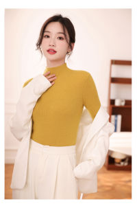 Slim Fit Long Sleeve Half High Collar Base Shirt Womens Autumn Winter Knitwear Fashionable Tight Coat Inner Wear Multi Color