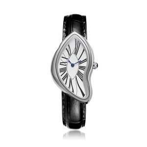 PINTIME | Surrealist Art Melting Clock Watch Unique Soft Time Quartz Wristwatch with Leather Band Creative Fashion Watch for Men Women