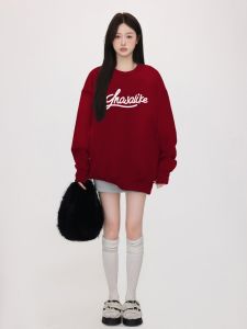 เสื้อสเวตเตอร์มีฮู้ดบุขนแกะหนาสำหรับคู่รัก ทรงหลวม แขนยาว คอตตอนผสม โพลีเอสเตอร์ ยูนิเซ็กซ์ เสื้อผ้าทำงานฤดูใบไม้ร่วง/ฤดูหนาว