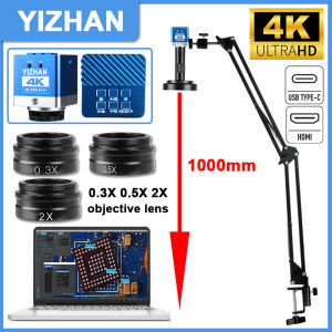 YIZHAN 4K UHD 60MP Electron Digital Microscope 150X 0.3X 0.5X 2X Objective Lens HDMI Type-C 1080P 60FPS/30FPS Soldering Camera