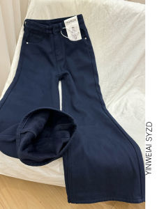 กางเกงยีนส์ขากว้างเอวสูงสีน้ำเงินครามสไตล์ย้อนยุคสไตล์อเมริกันสำหรับผู้หญิง กางเกงขายาวทรงหลวมสำหรับฤดูใบไม้ผลิ 2025