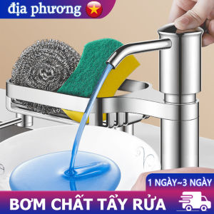 Bình đựng nước rửa chén gắn bồn rửa có chân đế bơm xà phòng rửa chén tự động kèm bộ ống silicon dài 1m