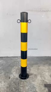 เสาจราจรเหล็ก เสาเหล็กกันชน  เสากั้นเขต เสากันชน เสาเหล็ก กันชน  ยึดพื้นที่กั้นรถ  สีดำ-แถบเหลือง (เสาเดี่ยว)