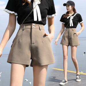 High Waist Wide Leg Short Pants Womens Spring Summer Loose Casual Trousers Korean Style Commute Asymmetric Pockets
