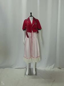 Final Fantasy Live Action Aerith cos Pink Dress Set Aeris Two-piece Halloween Set cosplay Spot Goods
