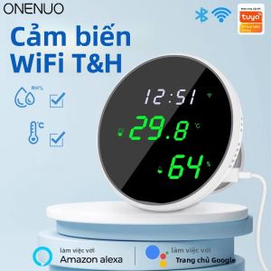 Tuya Wifi nhiệt độ độ ẩm cảm biến thông minh trong nhà ẩm kế Nhiệt kế với LED hiển thị đèn nền hỗ trợ Google nhà Alexa
