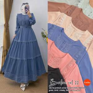 Dress cantik katun bordir bordira maxy premium cantik by fatiha