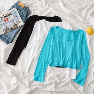 Áo Thun Dài Tay Ôm Vừa Vặn Ngắn Cho Nữ Mùa Thu Ngoài Trời Áo Lót Pure Desire Hot Bé Gái BM Áo Khoác Ngoài Đầu Thu