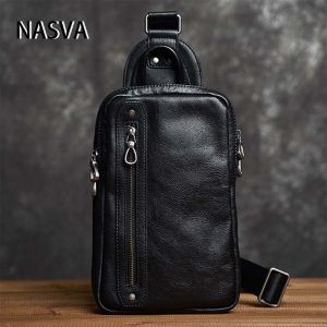 หนังแท้ผู้ชายหน้าอกกระเป๋าไหล่เดี่ยว Crossbody กระเป๋า NASVA