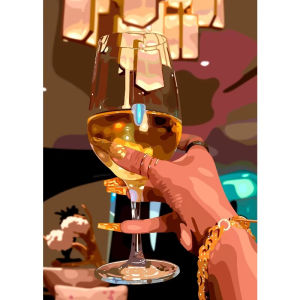 Kayou | 2026 Frameless Trendy Jewelry Hip Hop Black Girl Drinking Alcohol African Gold Lips Nails Diamond Painting Wall Art Home Decor