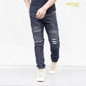 XTyasaa - Celana Jeans Pria Dewasa Streach Sobek Tidak Tembus - Celana Jeans Pria Ripped