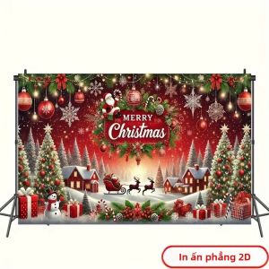 VIKAMA 2D In Phẳng Biểu Ngữ Giáng Sinh Trang Trí Tiệc Ngày Lễ Photo Booth Đồ Dùng Lễ Hội Hình Học Hiện Đại Tấm Thảm Polyester