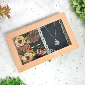 Kotak Kayu Rustic Tempat Cincin Kalung untuk Seserahan Lamaran Pernikahan - KCKE.RUS