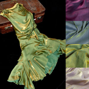 Thin liquid water-gloss satin fabric sparkling silk satin polarized fabric designer fabric glossy dress fabric background