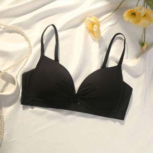 ฤดูร้อนบาง Bra สําหรับผู้หญิงหน้าอกเล็กรวบรวมไม่มีแหวนเหล็ก Simple Pure สีบีบเสริมเต้านมหน้าอกขนาดใหญ่ปรากฏขนาดเล็ก