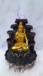 Golden Shiva Cascading Water Fountain with LED Light Crystal Sphere