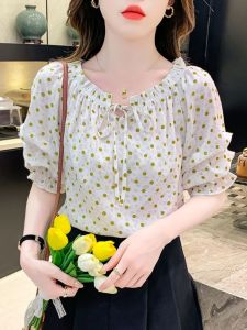 Summer New French Style One Shoulder Slim Fit All-Match Elegant Ageless Blouse