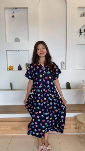 Daster Cibi Kancing Mayung Saku Renda Busui Bumil Bahan Rayon Premium LD 110cm