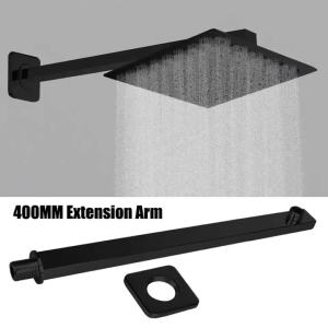 Wall Mounted Metal Black Rainfall Shower Head Extension Arm Stainless Steel Square/Round Pipe 30/40cm for Fixed Showerhead 