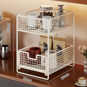 evesigar | Multi-Functional Double-Layer Pull-Out Cup and Tea Set Storage Rack