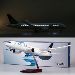 1/130 Scale 43cm American United B787 Diecast Resin Airplane Model Kit with Landing Gear Wheel for Collection Display or Gift
