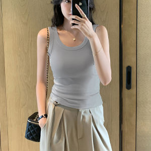 Áo Ba Lỗ Không Tay Ôm Vừa Vặn Màu Trắng Cho Nữ Mùa Hè 2025 Áo Ba Lỗ Không Tay Che Bắp Chân Áo Ba Lỗ Không Tay Mặc Trong Và Ngoài