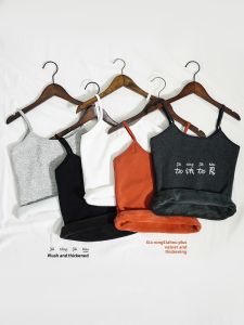 Womens Fleece Lined Thickened Short Vest Warm Commute Style Slim Fit Base Shirt Korean Version Inner Wear Autumn Winter New Arrival