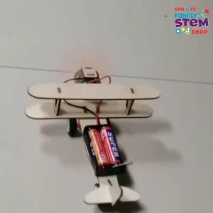 Lắp ráp mô hình STEM - Máy Bay Gỗ Chạy Pin AA. Đồ chơi giáo dục khoa học sáng tạo thú vị cho bé khám phá STEMSANPI