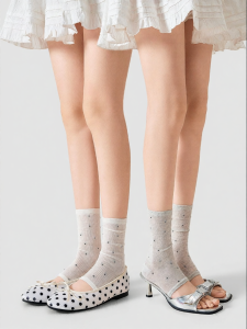 PRIMEET | Ballet Style Polka Dot Half Palm Sock Cover with Breathable Mesh Heel Grip