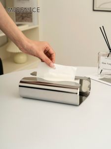 Missnice Stainless Steel Pull-Out Tissue Box Invisible Rectangular Home Restaurant Tea Table Storage Box Simple Design Kitchen Organizer