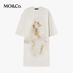 MO&Co. | Casual Pet Print Loose Fit Mid-Length T-shirt 100% Cotton