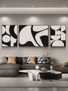 Black and White Abstract Sofa Background 3-piece Set Wall Decor