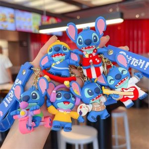 Disney | 1/6pcs Lilo & Stitch Toys Keychian Anime Stitch Cartoon Keychain Sweet Angel Keychians Women Car Keyring Girl Birthday Gift