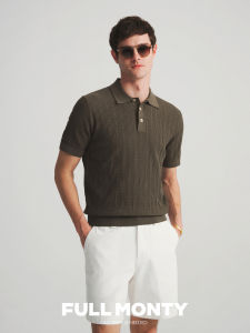 Knitted Collar Short Sleeve Mens Polo Shirt Cotton