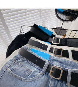 Womens Korean Style High Waist Denim Loose Slim Wide Leg Short Pants Casual Pants with Belt 韩版高腰牛仔短裤＋腰带