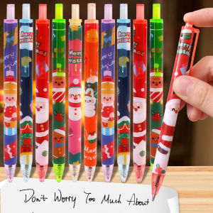 【88HomeStore】1/5Pcs Christmas Pen Black Pressing Gel Pen Cute Santa Claus Elk Snowman Pattern School Office Writing Signature Pens