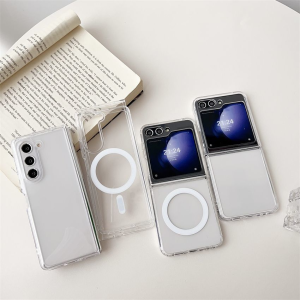 🇹🇭เคสซัมซุงแม่เหล็ก เคสโทรศัพท์พับชัดเจนแบบ คลุมทั้งหมด บานพับโปร่งใสพีซีแข็งป้องกันตกหลังเคส สำหรับ SamSung Galaxy Z Flip6/Z Flip5/Z Flip3/Z Flip4/Z Fold6/Z Fold5/Z Fold3/Z Fold4