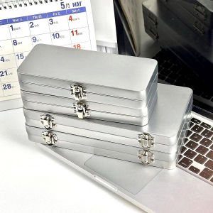 Rectangular Flip Cover Lock Iron Box Metal Accessories Document Desktop Storage Box Pencil Stationery Covered Storage Iron Box