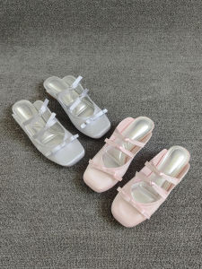 Low Heel Fashion Shoes Butterfly Knot Silk Slip-On Womens Shoes Square Head Embellished Slippers Trendy Ethnic Style