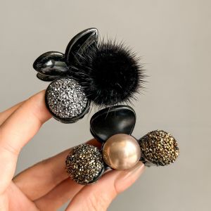 Delicate Small Grip Womens New Arrival Rhinestone Hair Ball Cherry Barrettes Forehead Broken Hair Fringe Clip Headdress Small Hairpin